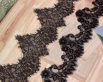 Cinta de encaje de malla negra/marfil para ribetes de faldas, vestidos de novia, diademas, bordes, 5,8 metros, 2 unidades, 14-23 cm de ancho, T27X568P250407H