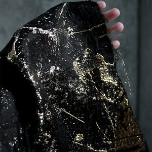 Black gold paint splashed ink texture double-sided jacquard fabric evening dress skirt pants shirt jacket material cloth Y26V107P240511V S
