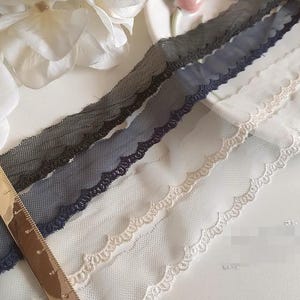 10 yards 2.5cm 0.98&quot; wide black/ivory/navy/beige scallop cotton gauze Embroidery skirt dress edging material lace trim ribbon T19X82K200315B