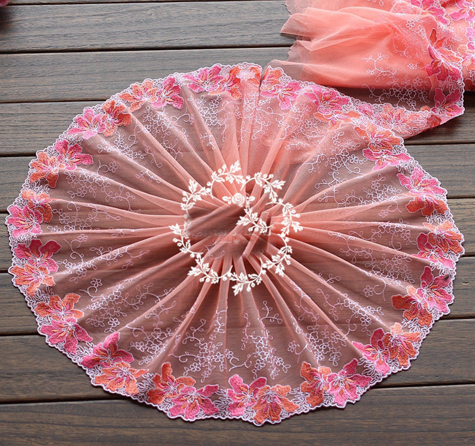 5 Yards 22cm 8.66 Wide Pink Mesh Fabric Embroidery Tapes Etsy