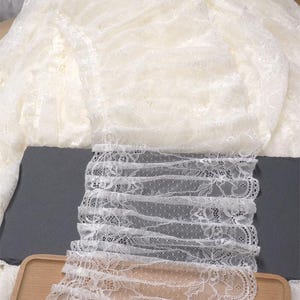 3 Meter 22 cm 8,66"breites hell apricot Netz Spitzenband Band Plissee Rüsche DIY Kleid Rock Vorhang Kragen Kante Zubehör C24X1005L250518C