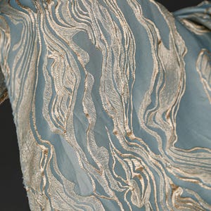 Blue Gold Wave Jacquard Texture Fabric creative costume jacket coat dress shirt skirt pants fashion design clothing material I41Y182P250516S