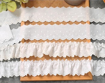 10 meterS 6cm 2.36” wide beige/ivory cotton ruffle embroidery lace trim ribbon collar dress skirt shirt edges accessories N20T939P250828U