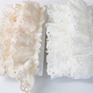 5m ivory/beige Baumwolle Schleife Rüschen Rüschenrock Hemd Kleid Spitze Zierband Deko Spitze Z1G600K240225T