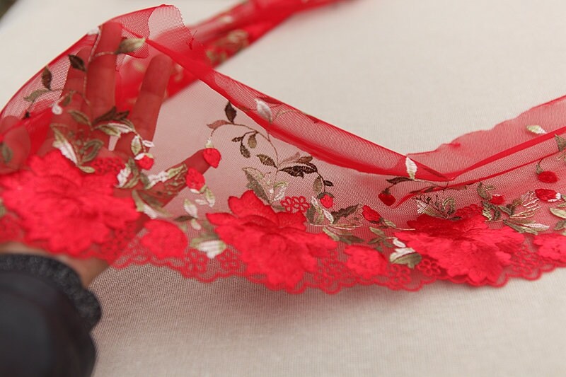 5 yards 18.5cm 7.28 wide red gauze mesh fabric Etsy