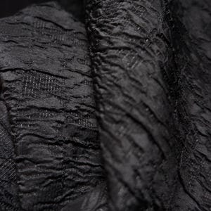 1.45 meters wide Black Irregular jacquard texture fabric micro wrinkled handmade DIY skirt dress shirt jacket design material G15V43T250211B