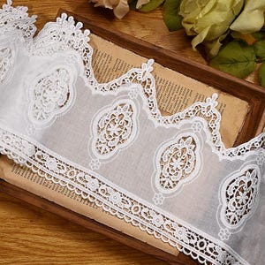 Saia infantil bordada vazada de algodão vintage marfim, 2 jardas, 17 cm, 6,69" de largura, material de borda, acabamento em renda, fita N20T707P250605U