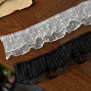 5 Meter 5 cm breit Netzstoff Punkte Rüschen Falte Falten Shirt Rock Kleid Nähen Einfassband Spitzenband N20T815K241126U
