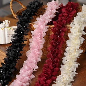 Albicocca/rosso vino/nero/rosa Perline Cristallo Petalo Decorazione Accessori Camicia Gonna Abito Bordo Materiale Pizzo Nastro di raso N20T812K241126U