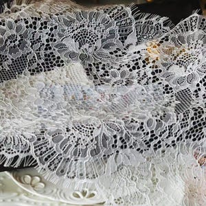3 Meter 25 cm 9,84" breit ivory Mesh Wimpern Rock Hochzeitskleid Hemd Rand Accessoires Kleidung Spitzenbesatz Schleife Z1T688P250216T