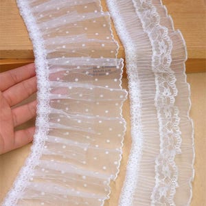5 meter 9,5 cm 3,54" breed ivoor dubbele lagen mesh borduren kant trim geplooide ruche jurk rok gordijnrand accessoires C24X1000L250518C