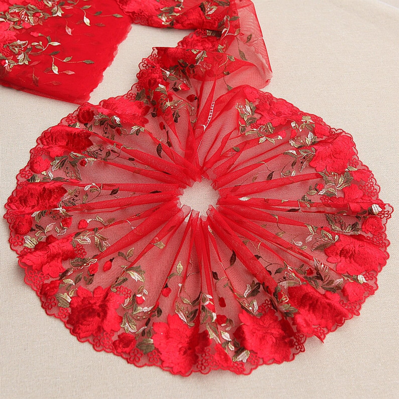 5 yards 18.5cm 7.28 wide red gauze mesh fabric Etsy