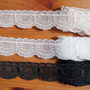 10 yards 7cm 2.75&quot; wide blacke/ivory/beige bow scalop mesh gauze embroidery Lace trim ribbon collar dress skirt decoration T10N1144L250823Y