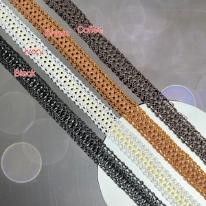 Tira de cuero sintético para tejido de 3 yardas (1-2 cm de ancho), color negro, blanco, marrón y café, para disfraces, vestidos, faldas, accesorios de material C43P12K250323V