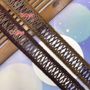 Tira de cuero sintético trenzado color café/marrón (3 yardas, 4,2 cm y 1,65 pulgadas de ancho), ideal para disfraces, vestidos, faldas, accesorios, C43P15K250323V