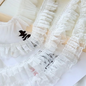 5-10 Meter 2-6,8 cm breit ivory Mesh Gaze Rüsche Falte Zopf Bänder Spitzenborte Band Rock Kleid Einfassung Material Zubehör C35U2V241223G