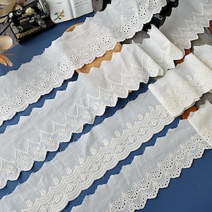10 Meter 6,5-8 cm breiter Baumwoll-Hohlstoff mit bestickter Spitze Spitze Zierband Kleid Rock Hut Taschenborte Accessoires N20T905P250618U