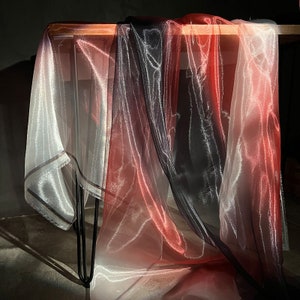 Red black gradient liquid pearl organza transparent fabric veil yarn wedding dress dance skirt shirt pants cloth material T46P12P240524V S