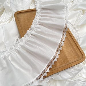 3 Meter 12-15 cm breiter weißer Baumwollstoff Spitze Rand Plissee Rüschenkragen Rockaufschlag Spitze Accessoire Kleid Shirt Stoff V24X577P230304V