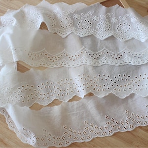 5 Meter 10-12 cm breit Baumwolle ivory Stickerei Spitzenbesatz Band handgemacht Rocksaum Kragen Kleid Vorhang Accessoires T27X526P250314P