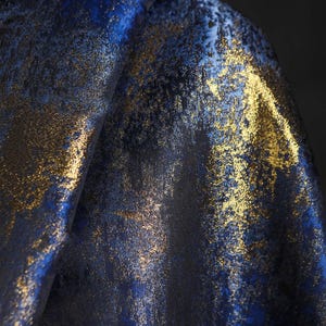 1.4 meters wide Black/blue gilded double-sided gradient jacquard fabric jacket cardigan pants skirt dress clothing material T50T36V250715V