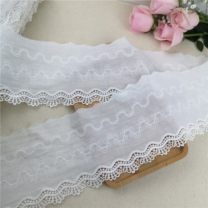 10 yards 14cm 2.36 wide ivory cotton fabric embroidery dress clothes lace trim ribbon tapes V24X205K201224T