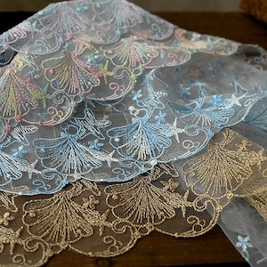 5 yards 15 cm 5,11" breed shell gaas tule mesh borduren jurk rok shirt lingerie stof materiaal randen kant trim lint N20T633L250611U