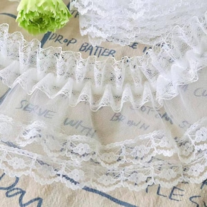 5 Meter 2,5 cm 0.98" breit ivory doppelte Schichten elastische Pilz Spitzenbesatz Kragen Stirnband Unterwäsche Baby Kleidung Accessoires Z1T735P250624T