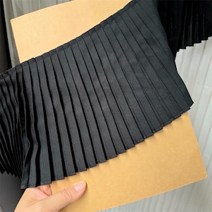 3 Meter 17 cm 6,69" breite Schwarz/Ivory Leinen Chiffon Falten Spitze Zierband Manschetten Vorhang Rock Kleid Kante Accessoires C24X995L250518C