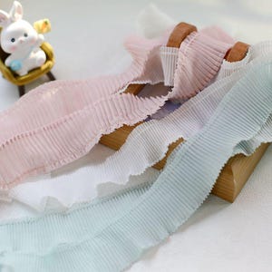 10 Meter 3-3,5 cm breite Chiffon Rüsche Spitzenborte Faltenspitze Spitzenborte Accessoires DIY Rock Kleid Dekomaterial B14T1612P250331U