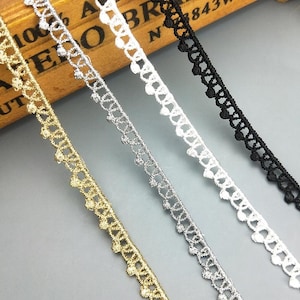 10 yards 6 mm 0.02" breite gold/schwarz/weiß/silber gewellte Stoff Stickerei Rock Hemd Kleid Kleidung Spitzenband Bänder Z34E165M230716V