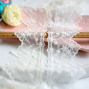 5 meterS 5.5-7cm wide ivory scallop mesh gauze fabric embroidery DIY skirt dress sleeves edging decoration lace trim ribbon X28C658P250111R