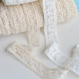 10 mètres 2,8-3,2 cm de large ivoire/beige maille florale broderie dentelle garniture ruban robe jupe enfants vêtements matériel G9T1424R220620P