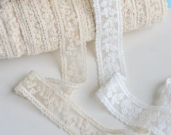 10 meterS 2.8-3.2cm wide ivory/beige mesh floral fabric embroidery lace trim ribbon dress skirt children clothing material G9T1424R220620P