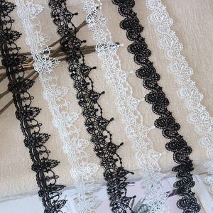 5 Meter 3.5-5.3 cm breit Elfenbein / Schwarz Jakobsmuschel aushöhlen Stoff Kleid Rock Dessous Stickerei Spitze Zierband Bänder T27X305L241118T