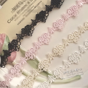 10m 1,5cm 0.59" breites schwarz/elfenbein/beige/pink rosa Puppenrock Tanzkleid Hemdenborte Einfassung Spitzenband C19U107K231014V