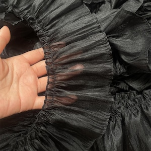 5 Meter 9-26 cm breit schwarze Seide Chiffon Garn Spitzenbesatz Band Plissee Rüschen Kleid Rock Vorhang Kragen Rand Zubehör C24X1010L250518C