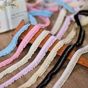 10 yards 1,2 cm 0.47" breites dehnbares elastisches Rüschenhemd Rock Kleid Hut Einfassung Material Dekoration Spitzenband N20T733K250605U