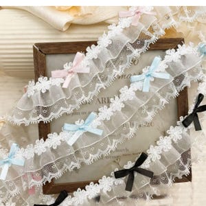 5 Meter 3,8 cm 1,5" breit ivory Netz Rüsche plissierte Spitzenborte Accessoires Rock Kleid Saum Manschette Kleidung Dekoration Material C39Y413P250119J