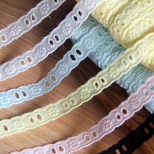 10 yards 1.2 cm 0.47" breit schwarz/elfenbein/rosa/blau baumwolle hohler heraus kleid kind puppenrock kleid hemd spitzenbesatz band X10C964R230911T