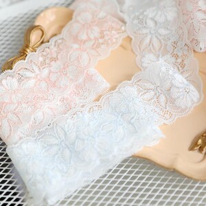 10 Meter 5 cm breit ivory blau Stretch elastische Wäsche Unterwäsche Kleid Rock Stoff Stickerei Spitzenband Bänder G16F1424V250505L