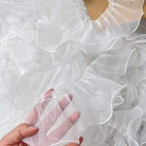 5 Meter 9 cm 3,54 "breite ivory Organza Falten Plissee Borte Saum Spitzenbesatz DIY Manschetten Rock Kleid Ärmel Kanten Dekoration C24X1049P250624C