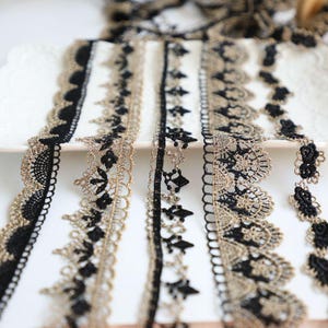 5 Meter 2-4 cm breit schwarz Gold Jakobsmuschel diy nähen Dessous Stoff Stickerei Rock Tasche Kleid Socken Ärmel Spitzenbesatz Band X28C551P230317R