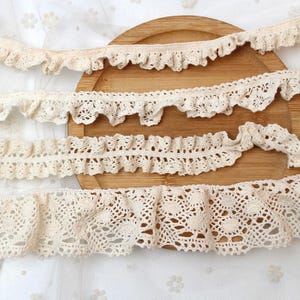 10MeterS Beige/weiß/schwarze Baumwolle dehnbar elastisch Rüsche Rüsche Spitzenbesatz Band Rock Kleid Socken Kante Material Dekoration V24X785X240123V