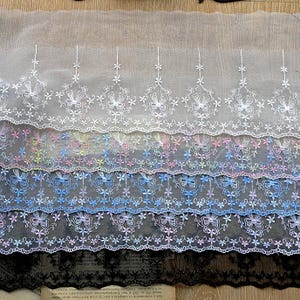 5 yards 16 cm 6,29" breed blauw roze strik gaas mesh borduren lingerie jurk rok shirt stof materiaal rand kant trim lint N20T618R250611U