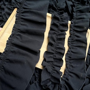 Tecido de algodão preto com babados e pregas, 5 metros, 2 a 9 cm de largura, faça você mesmo, cortina, vestido de dança, saia, mangas, material de acabamento em renda, fita C24X917L241128C
