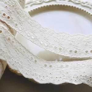 Tela hueca de algodón beige de 5 yardas (5 cm de ancho, 1,96 pulgadas) con bordado de encaje, cinta para cuello, falda, vestido, bordes de cortina, accesorios Z1T726P250427T