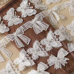 2 meter 5-6 cm breed ivoor vlinder bezaaid strik dubbellaagse nagel kraal bloem kant accessoires DIY rok decoratieve stof C39Y418M250119J