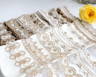 5 yardS 2.5-4cm wide white gold diy sewing lingerie fabric embroidery dress skirt craft socks sleeves edge lace trim ribbon X28C538P230105R
