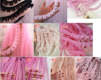 20 yards/lot 2.5cm 0.98 inches wide 35 color tulle diy wrinkle ruffled pleated lingerie skirt shirt dress lace trim ribbon V24X593P230325V